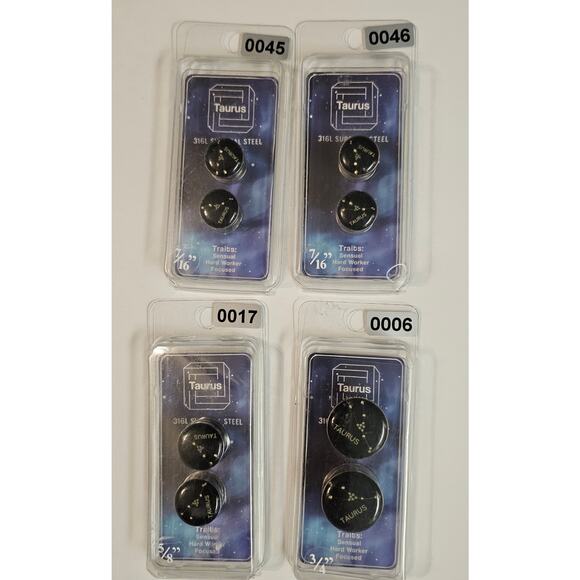 TAURUS Constellation Zodiac Ear Jewelry Plug 316L Surgical Steel Bundle Lot 14 - Picture 6 of 9